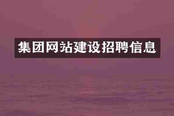 集团网站建设招聘信息
