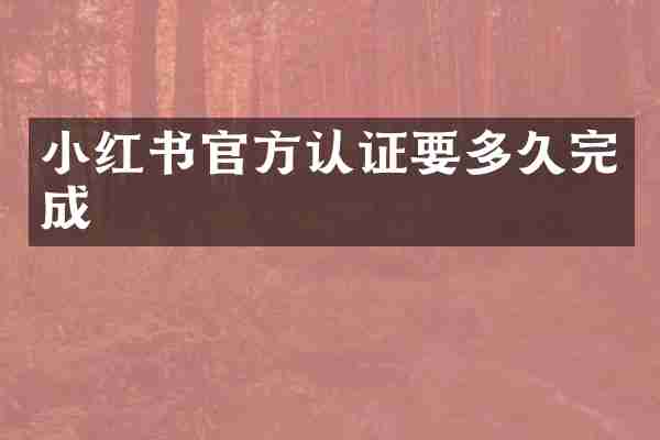 小红书官方认证要多久完成