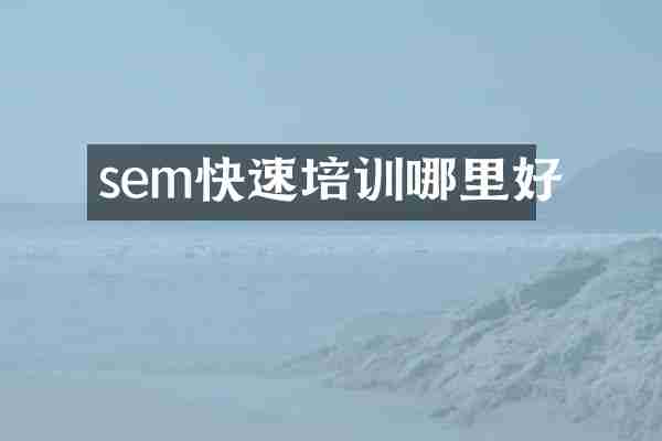 sem快速培训哪里好