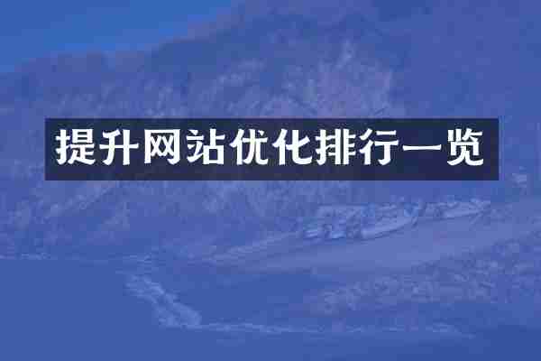 提升网站优化排行一览