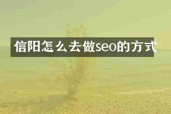信阳怎么去做seo的方式
