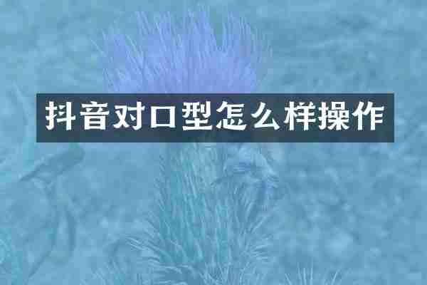 抖音对口型怎么样操作