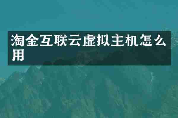 淘金互联云虚拟主机怎么用