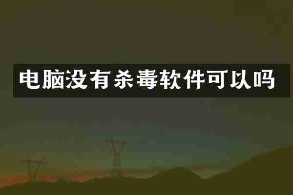 电脑没有杀毒软件可以吗