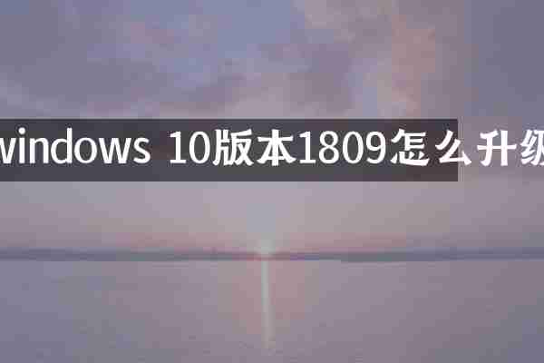 windows 10版本1809怎么升级