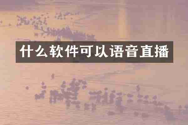 什么软件可以语音直播