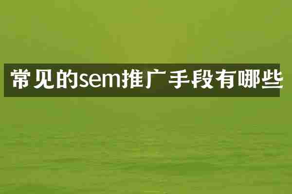常见的sem推广手段有哪些