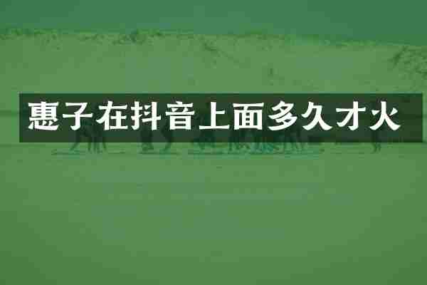 惠子在抖音上面多久才火