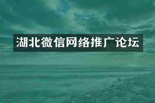 湖北微信网络推广论坛
