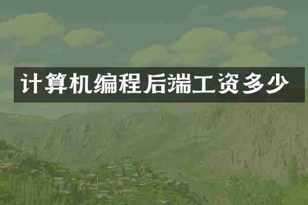 计算机编程后端工资多少