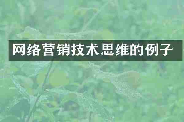网络营销技术思维的例子
