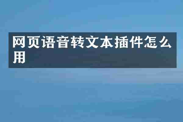 网页语音转文本插件怎么用