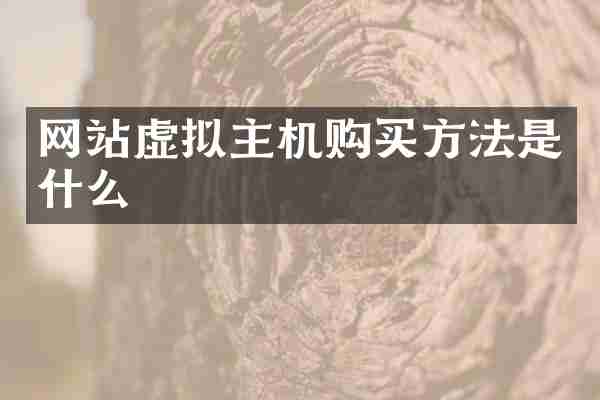 网站虚拟主机购买方法是什么