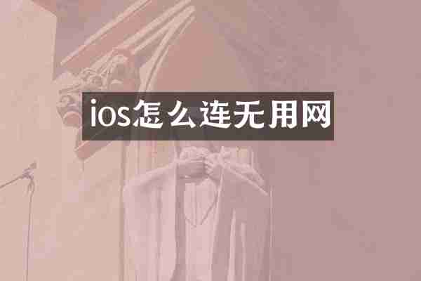 ios怎么连无用网