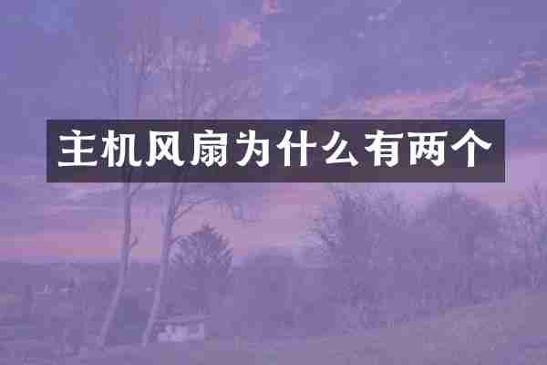 主机风扇为什么有两个