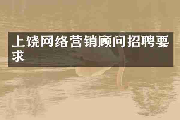 上饶网络营销顾问招聘要求