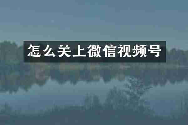 怎么关上微信视频号