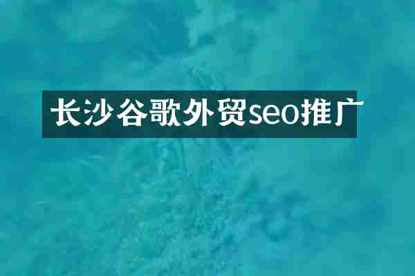 长沙谷歌外贸seo推广