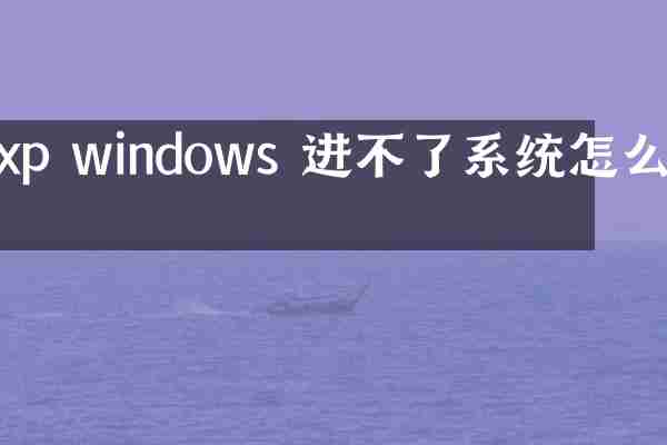 xp windows 进不了系统怎么办