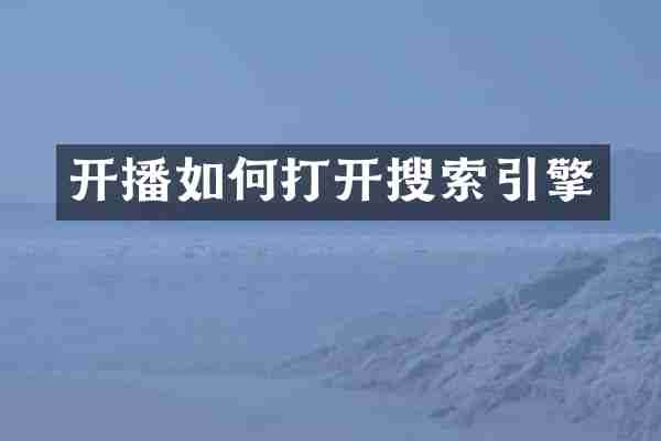 开播如何打开搜索引擎