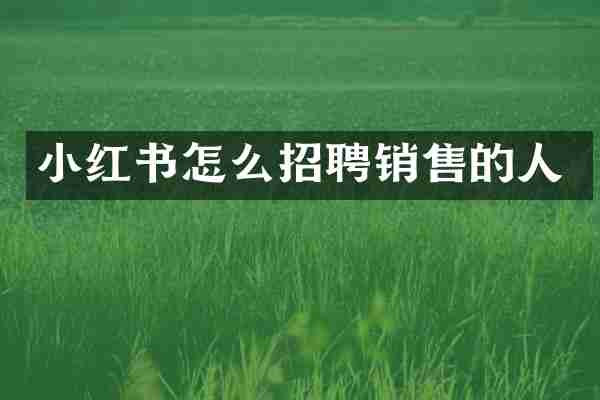 小红书怎么招聘销售的人