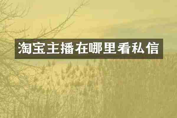 淘宝主播在哪里看私信