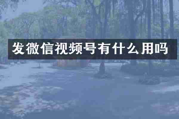 发微信视频号有什么用吗