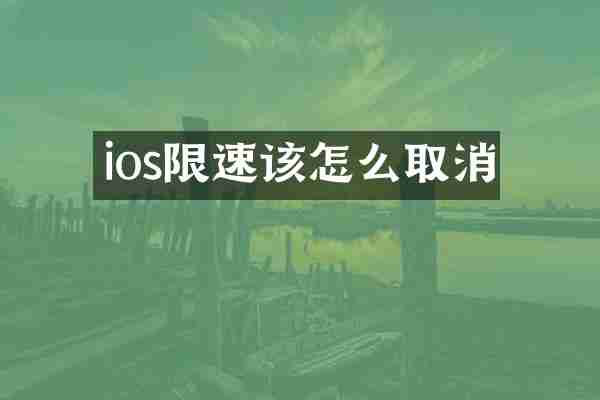 ios限速该怎么取消