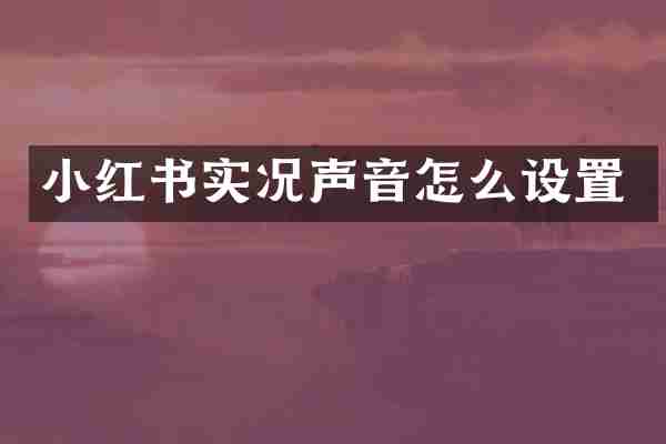 小红书实况声音怎么设置
