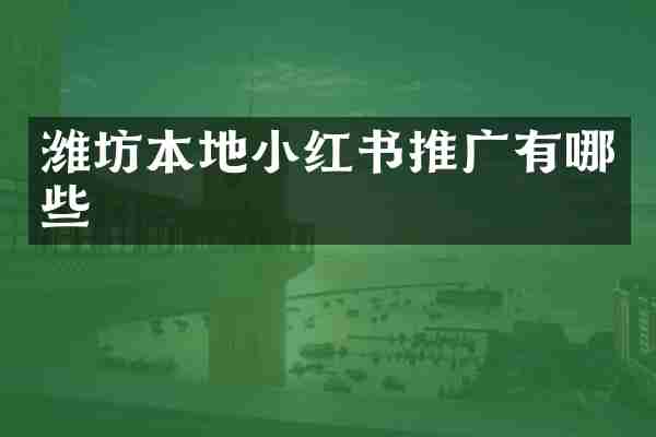 潍坊本地小红书推广有哪些