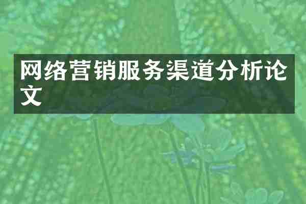 网络营销服务渠道分析论文