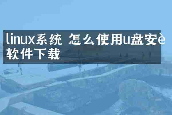 linux系统 怎么使用u盘安装软件下载