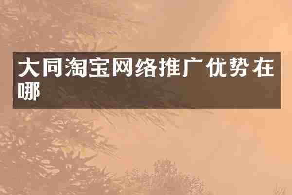 大同淘宝网络推广优势在哪
