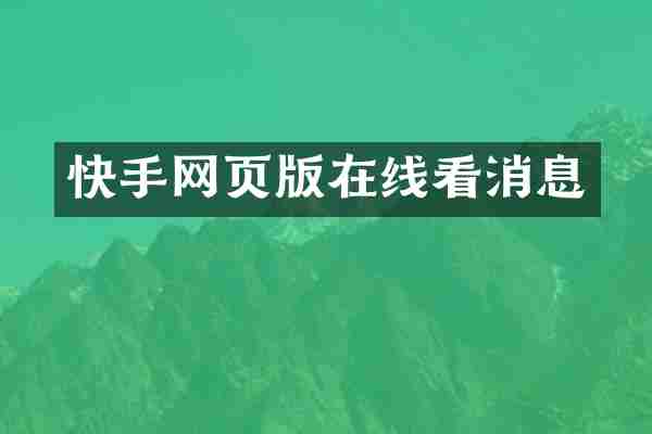 快手网页版在线看消息