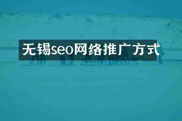 无锡seo网络推广方式