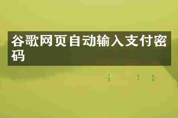 谷歌网页自动输入支付密码
