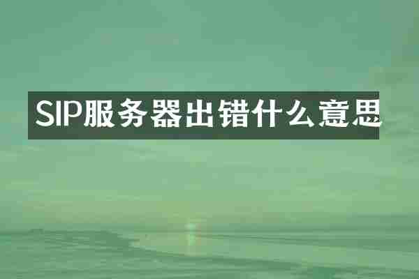SIP服务器出错什么意思
