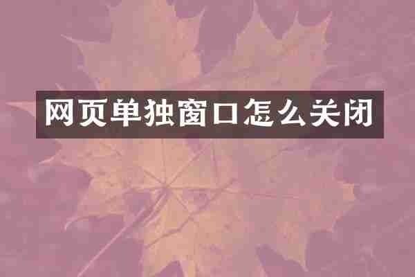 网页单独窗口怎么关闭