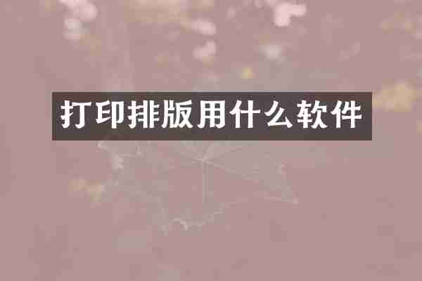 打印排版用什么软件