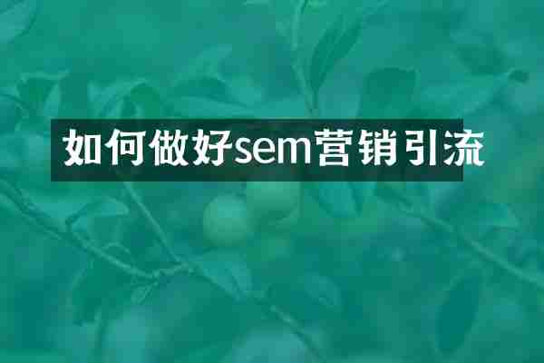 如何做好sem营销引流