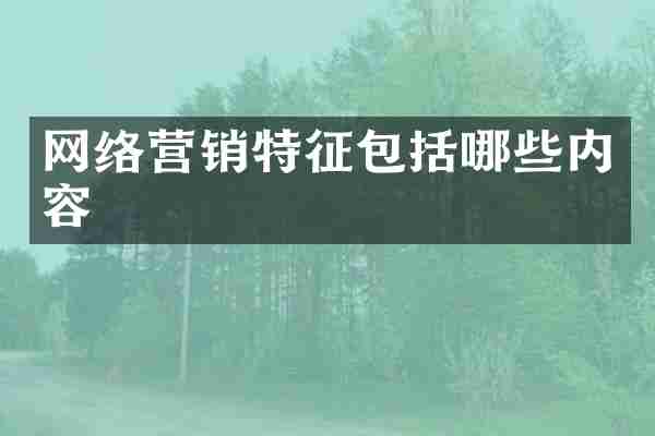 网络营销特征包括哪些内容