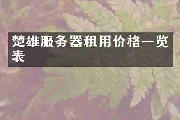 楚雄服务器租用价格一览表