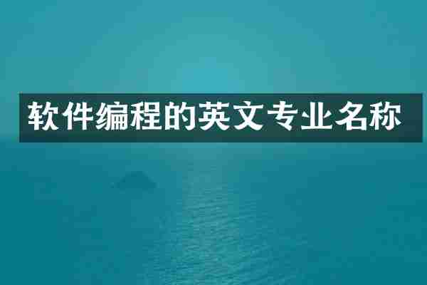 软件编程的英文专业名称