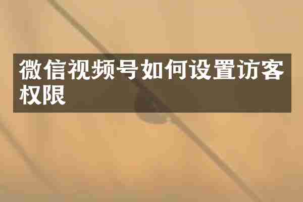 微信视频号如何设置访客权限