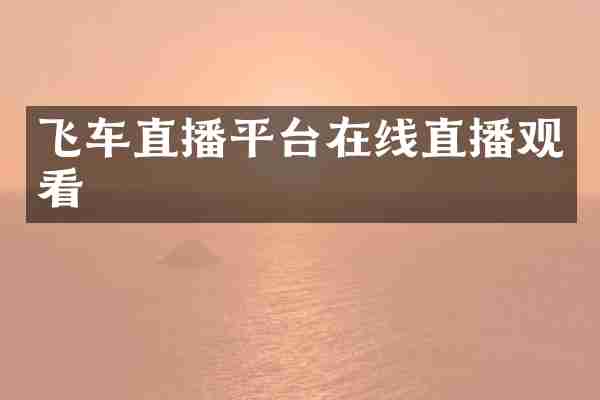 飞车直播平台在线直播观看