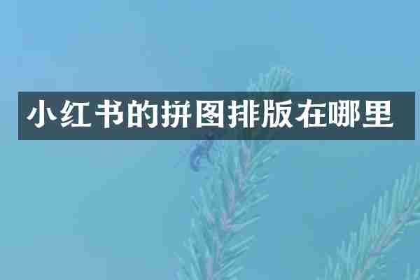小红书的拼图排版在哪里