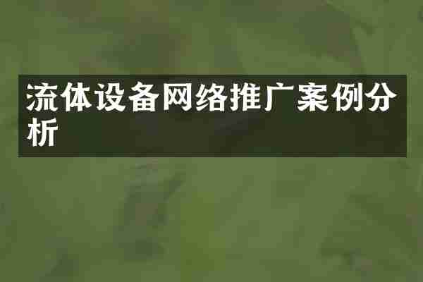 流体设备网络推广案例分析