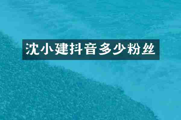 沈小建抖音多少粉丝