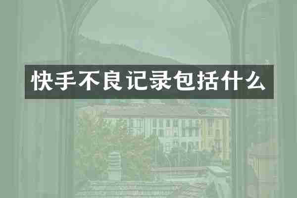 快手不良记录包括什么