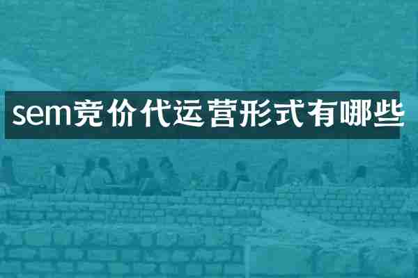 sem竞价代运营形式有哪些